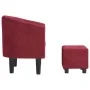 Armchair with stool red red velvet by , Armchairs - Ref: Foro24-356483, Price: 169,48 €, Discount: %