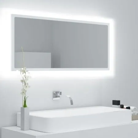Espejo de baño LED acrílico blanco 100x8,5x37 cm de vidaXL, Tocadores de baño - Ref: Foro24-804940, Precio: 62,28 €, Descuent...