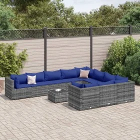 Set de sofás de jardín 11 pzas y cojines ratán sintético gris de , Conjuntos de jardín - Ref: Foro24-3308343, Precio: 734,66 ...