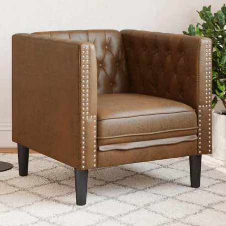 Sillón de piel de ante sintético marrón de , Sofás - Ref: Foro24-372658, Precio: 178,70 €, Descuento: %