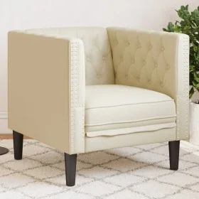Sillón Chesterfield de cuero artificial blanco crema de , Sofás - Ref: Foro24-372653, Precio: 140,72 €, Descuento: %