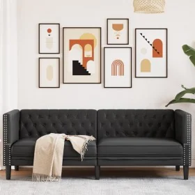 3-seater Chesterfield sofa artificial leather black by , Sofas - Ref: Foro24-372666, Price: 299,26 €, Discount: %