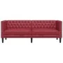 Sofá Chesterfield de 3 plazas cuero artificial rojo tinto de , Sofás - Ref: Foro24-372670, Precio: 262,64 €, Descuento: %