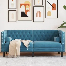 Sofá Chesterfield 2 plazas con cojines terciopelo azul de , Sofás - Ref: Foro24-372691, Precio: 297,16 €, Descuento: %