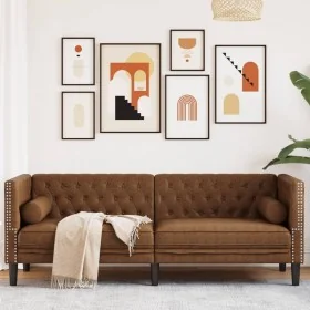 3-seater Chesterfield sofa in synthetic suede leather brown by , Sofas - Ref: Foro24-372702, Price: 362,31 €, Discount: %