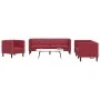 Juego de sofás Chesterfield 3 piezas cuero sintético rojo tinto de , Sofás - Ref: Foro24-3209271, Precio: 693,85 €, Descuento: %