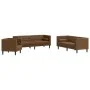 Set de sofás Chesterfield y cojines 3 pzs ante sintético marrón de , Sofás - Ref: Foro24-3209290, Precio: 928,48 €, Descuento: %