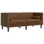 Set de sofás Chesterfield y cojines 3 pzs ante sintético marrón de , Sofás - Ref: Foro24-3209290, Precio: 928,48 €, Descuento: %
