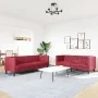 Juego de sofás Chesterfield 2 piezas cuero sintético rojo tinto de , Sofás - Ref: Foro24-3209278, Precio: 555,24 €, Descuento: %
