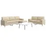 Juego de sofás 3 pzas con reposapiés y cojines tela crema de , Sofás - Ref: Foro24-3278345, Precio: 578,79 €, Descuento: %