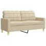 Juego de sofás 3 pzas con reposapiés y cojines tela crema de , Sofás - Ref: Foro24-3278345, Precio: 578,79 €, Descuento: %