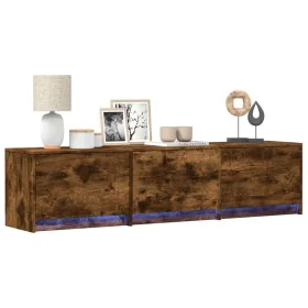 Mueble de TV LED madera ingeniería roble ahumado 165x34x40 cm de , Muebles TV - Ref: Foro24-852254, Precio: 109,38 €, Descuen...