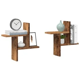 Estantes de pared 2 uds madera ingeniería envejecida 38x12x38cm de , Estantes y estanterías - Ref: Foro24-853252, Precio: 24,...