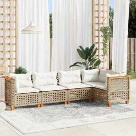 Juego de sofás jardín con cojines 5 pzas ratán sintético beige de , Conjuntos de jardín - Ref: Foro24-3261814, Precio: 443,01...