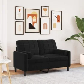 Sofá de 2 plazas con cojines terciopelo negro 120 cm de , Sofás - Ref: Foro24-3278214, Precio: 246,60 €, Descuento: %