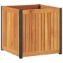Jardinera de madera maciza de acacia y acero 45x45x44 cm de , Maceteros y jardineras - Ref: Foro24-367610, Precio: 79,38 €, D...