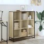 Estantería madera y metal roble Sonoma 97,5x33x107,5 cm de , Librerías y estanterías - Ref: Foro24-3300861, Precio: 113,45 €,...