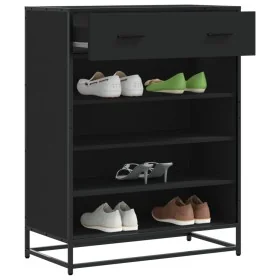 Zapatero de madera de ingeniería y metal negro 75x38x97,5 cm de , Zapateros y organizadores de calzado - Ref: Foro24-3300875,...