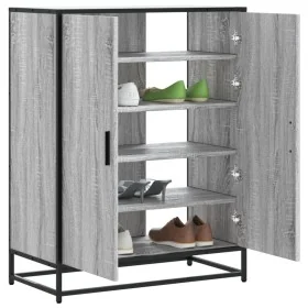Zapatero madera de ingeniería y metal gris Sonoma 75x38x97,5 cm de , Zapateros y organizadores de calzado - Ref: Foro24-33008...