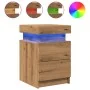Mesitas noche con LED 2 uds madera roble artisian 35x39x55 cm de , Mesitas de noche - Ref: Foro24-857657, Precio: 127,85 €, D...