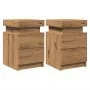 Mesitas noche con LED 2 uds madera roble artisian 35x39x55 cm de , Mesitas de noche - Ref: Foro24-857657, Precio: 127,85 €, D...