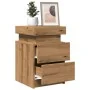 Mesitas noche con LED 2 uds madera roble artisian 35x39x55 cm de , Mesitas de noche - Ref: Foro24-857657, Precio: 127,85 €, D...
