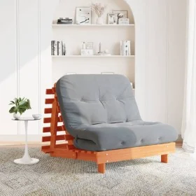 Futón sofá cama con colchón madera maciza marrón 100x206x11 cm de , Futones - Ref: Foro24-846768, Precio: 243,23 €, Descuento: %