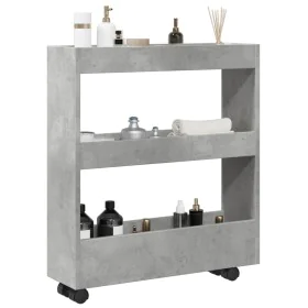 Carro de almacenaje estrecho 3 niveles madera gris hormigón de , Carros de cocina y comedor - Ref: Foro24-855244, Precio: 46,...
