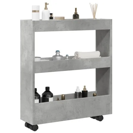 Carro de almacenaje estrecho 3 niveles madera gris hormigón by , Kitchen and dining carts - Ref: Foro24-855244, Price: 46,52 ...