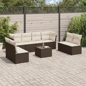 Set de sofás de jardín 9 pzas y cojines ratán sintético marrón de , Conjuntos de jardín - Ref: Foro24-3217463, Precio: 560,17...