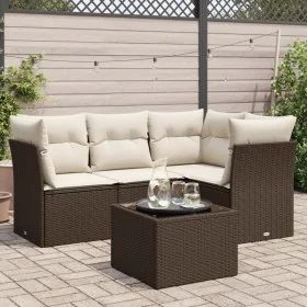 Set comedor de jardín 5 piezas y cojines ratán sintético marrón de , Conjuntos de jardín - Ref: Foro24-3217593, Precio: 347,5...