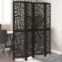 Biombo separador de 4 paneles madera maciza Paulownia negro by , Room dividers - Ref: Foro24-358754, Price: 107,73 €, Discoun...