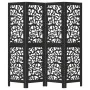 Biombo separador de 4 paneles madera maciza Paulownia negro by , Room dividers - Ref: Foro24-358754, Price: 107,73 €, Discoun...