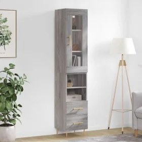 Aparador alto madera contrachapada gris Sonoma 34,5x34x180 cm de , Aparadores - Ref: Foro24-3199295, Precio: 109,46 €, Descue...
