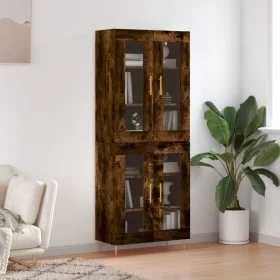 Aparador alto madera contrachapada roble ahumado 69,5x34x180 cm de , Aparadores - Ref: Foro24-3198270, Precio: 165,96 €, Desc...