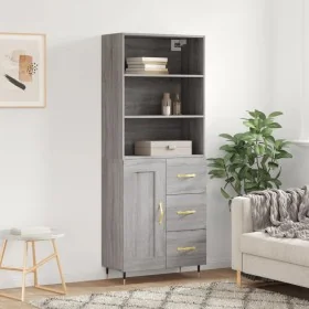 Aparador alto madera contrachapada gris sonoma 69,5x34x180 cm de , Aparadores - Ref: Foro24-3190003, Precio: 145,56 €, Descue...