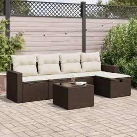 Set sofás de jardín 6 piezas y cojines ratán sintético marrón by , Garden sets - Ref: Foro24-3325379, Price: 374,81 €, Discou...