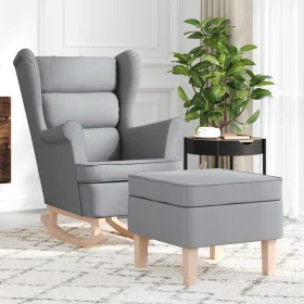 Sillón mecedora con taburete tela gris claro de , Sillones - Ref: Foro24-3307997, Precio: 280,62 €, Descuento: %