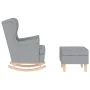 Sillón mecedora con taburete tela gris claro de , Sillones - Ref: Foro24-3307997, Precio: 280,62 €, Descuento: %