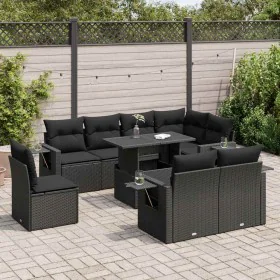 Set de sofás de jardín con cojines 9 pzas ratán sintético negro de , Conjuntos de jardín - Ref: Foro24-3326496, Precio: 717,1...