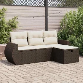 Set de sofás de jardín 4 pzas y cojines ratán sintético marrón de , Conjuntos de jardín - Ref: Foro24-3325559, Precio: 284,30...