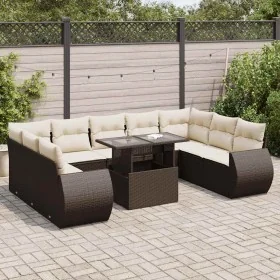 Set de sofás de jardín 10 pzas y cojines ratán sintético marrón by , Garden sets - Ref: Foro24-3326704, Price: 778,79 €, Disc...