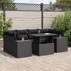 Set de sofás de jardín 7 pzas con cojines ratán sintético negro de , Conjuntos de jardín - Ref: Foro24-3326746, Precio: 550,2...