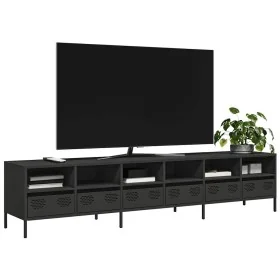 Mueble para TV acero laminado en frío negro 202x39x43,5 cm de , Muebles TV - Ref: Foro24-3307155, Precio: 205,93 €, Descuento: %