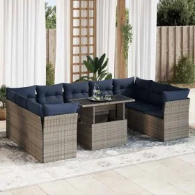 Set sofás jardín y cojines 10 pzas ratán sintético acacia gris de , Conjuntos de jardín - Ref: Foro24-3326222, Precio: 772,72...