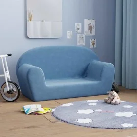 Sofá para niños de 2 plazas de felpa suave azul de , Mobiliario para bebés y niños pequeños - Ref: Foro24-356990, Precio: 46,...