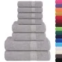 Juego de toallas 8 piezas 100% algodón gris 360 gsm de , Toallas de baño y manoplas - Ref: Foro24-137068, Precio: 35,05 €, De...