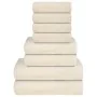 Juego de toallas 8 piezas 100% algodón crema 360 gsm de , Toallas de baño y manoplas - Ref: Foro24-137075, Precio: 32,74 €, D...