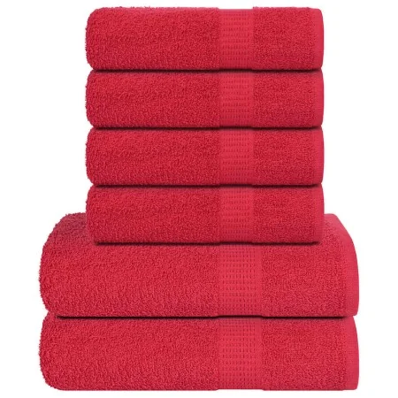 Juego de toallas 6 piezas 100% algodón rojo 360 gsm de , Toallas de baño y manoplas - Ref: Foro24-137089, Precio: 37,06 €, De...