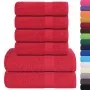 Juego de toallas 6 piezas 100% algodón rojo 360 gsm de , Toallas de baño y manoplas - Ref: Foro24-137089, Precio: 37,06 €, De...